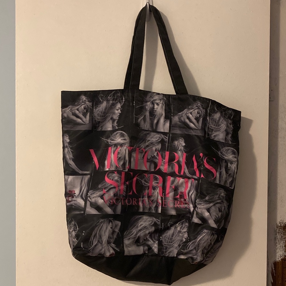 Victoria's Secret Black and Pink Graphic Tote
